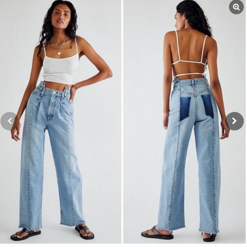 Agolde‎ Pieced Angle Wide Leg Jeans Sz 31 Light Wash
